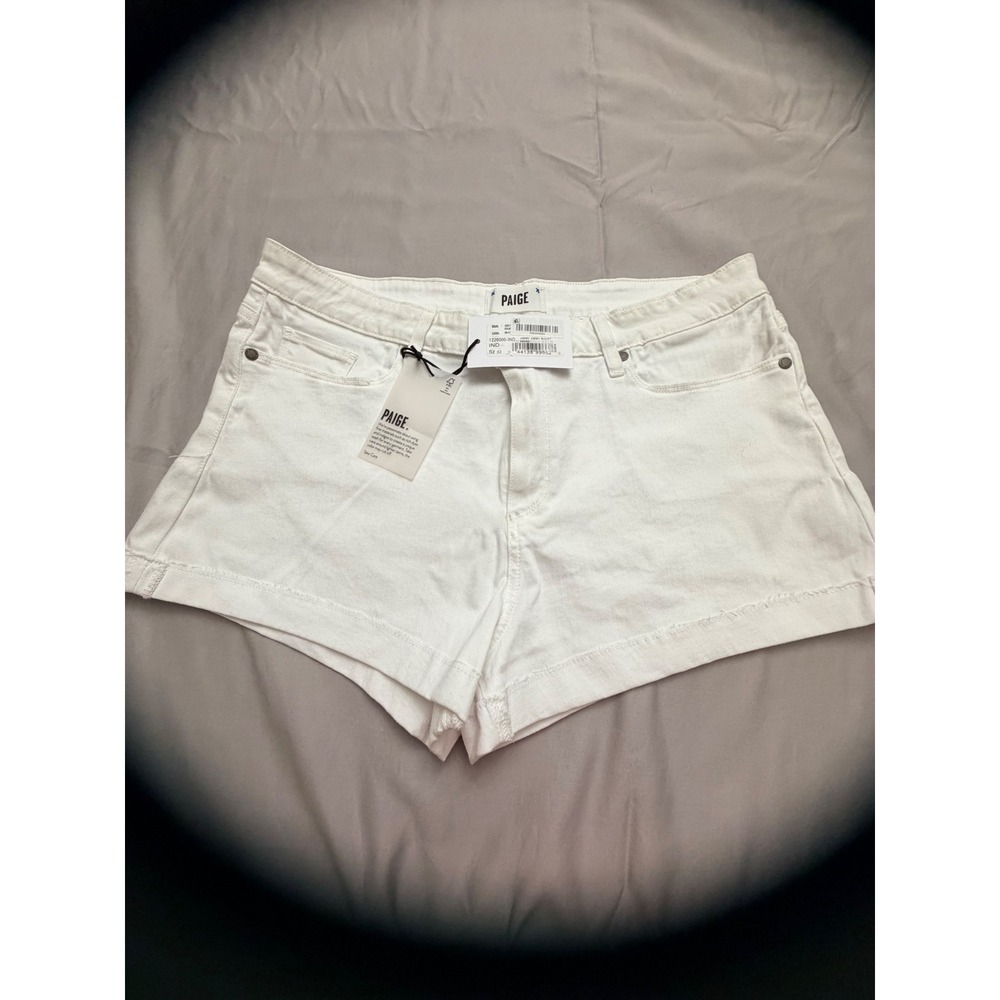 NWT PAIGE Jimmy Jimmy Short White Raw Hem Denim Jean Shorts Size 32